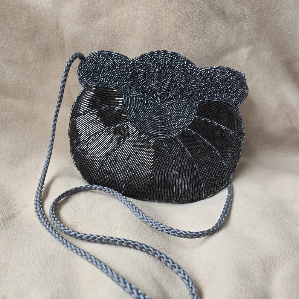 Vintage Elegant Silver Evening Beaded Women's Bag